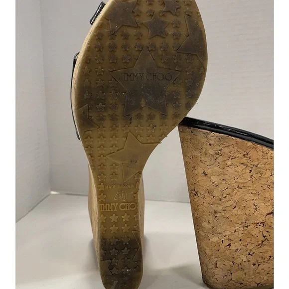 Jimmy Choo Black Wedge Sandals - Picture 10 of 13